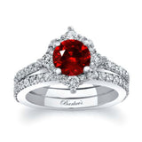 Classic Halo Ruby And Diamond Bridal Set