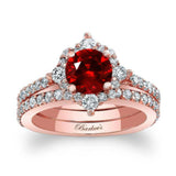 Classic Halo Ruby And Diamond Bridal Set