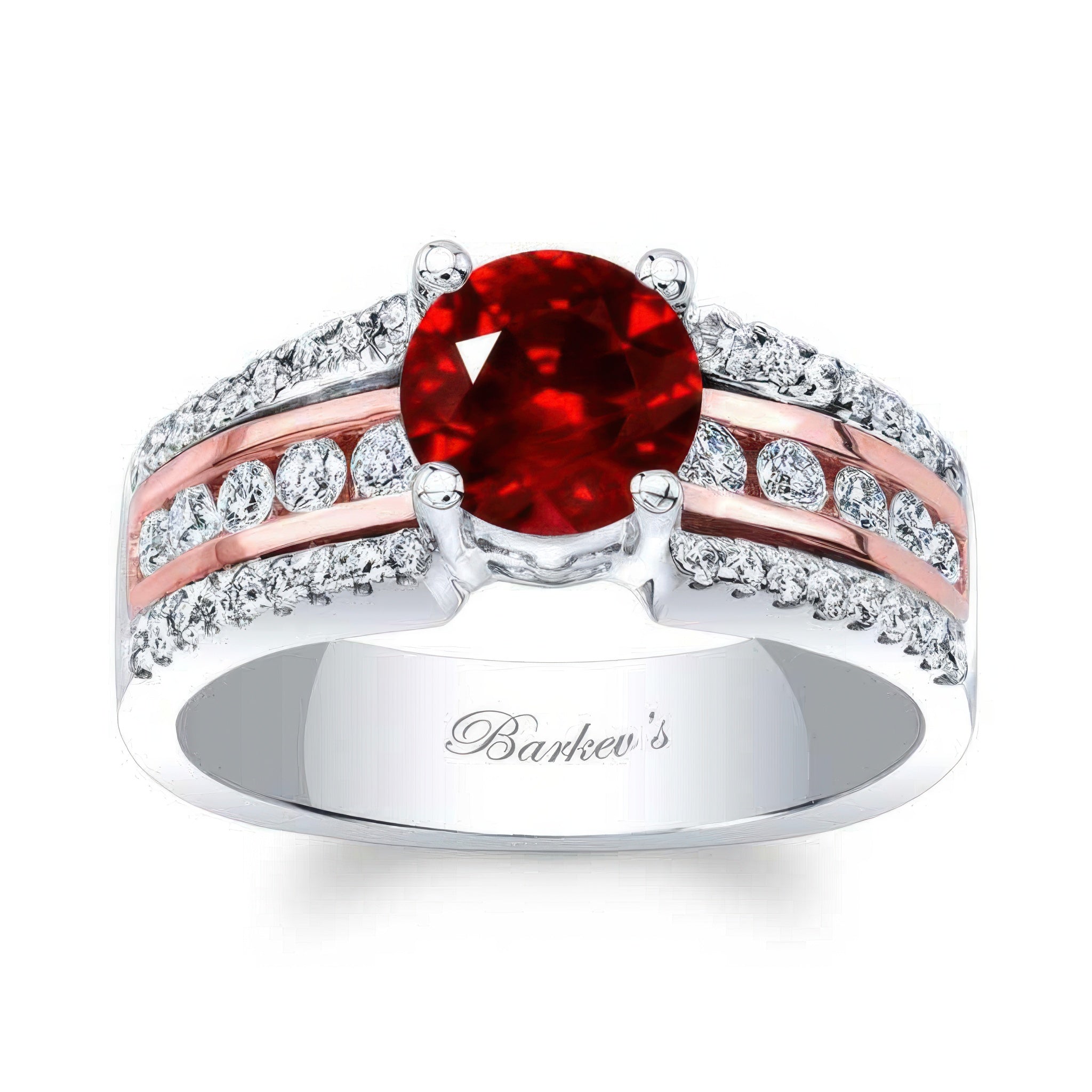Round Ruby And Diamond Channel Set Engagement Ring