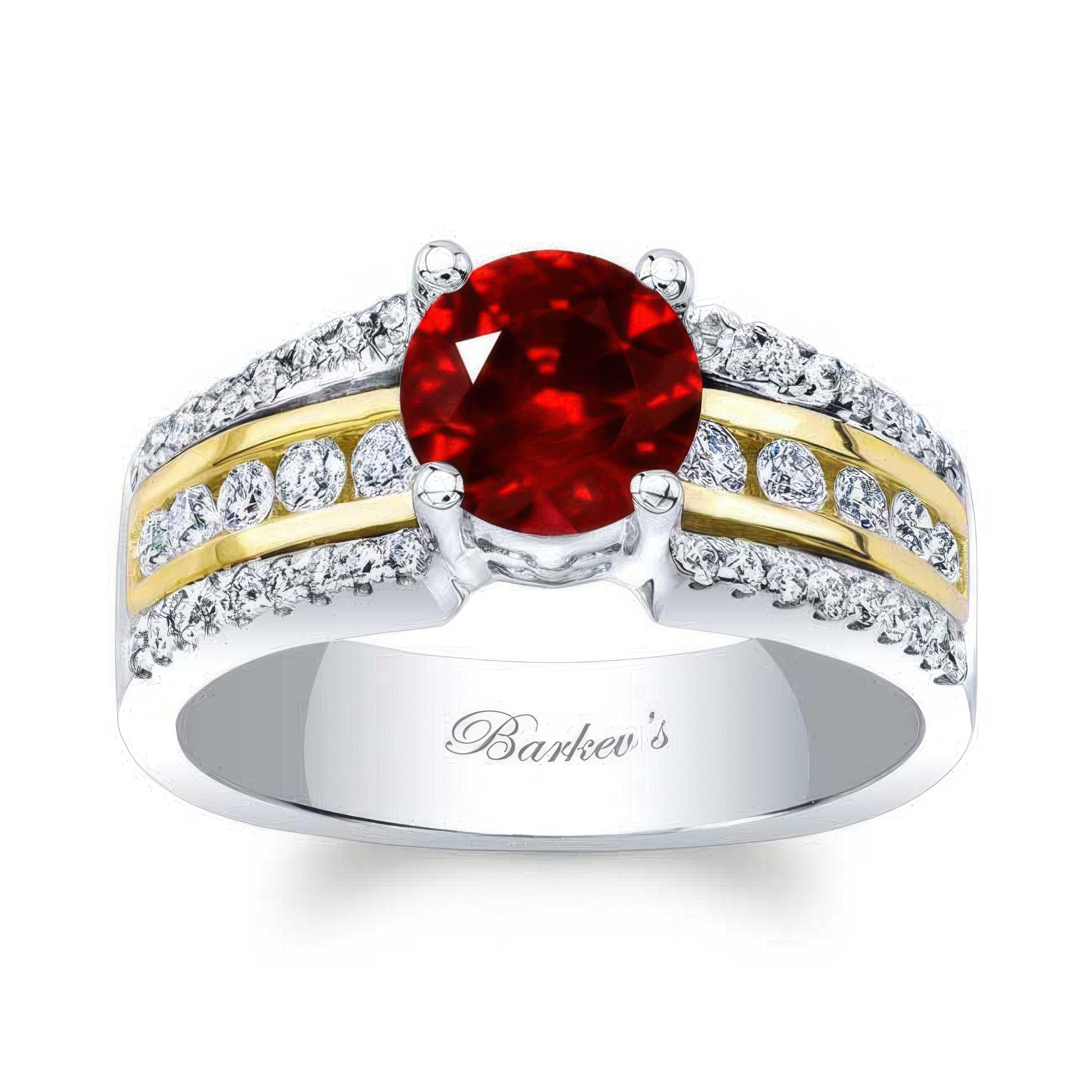 Round Ruby And Diamond Channel Set Engagement Ring