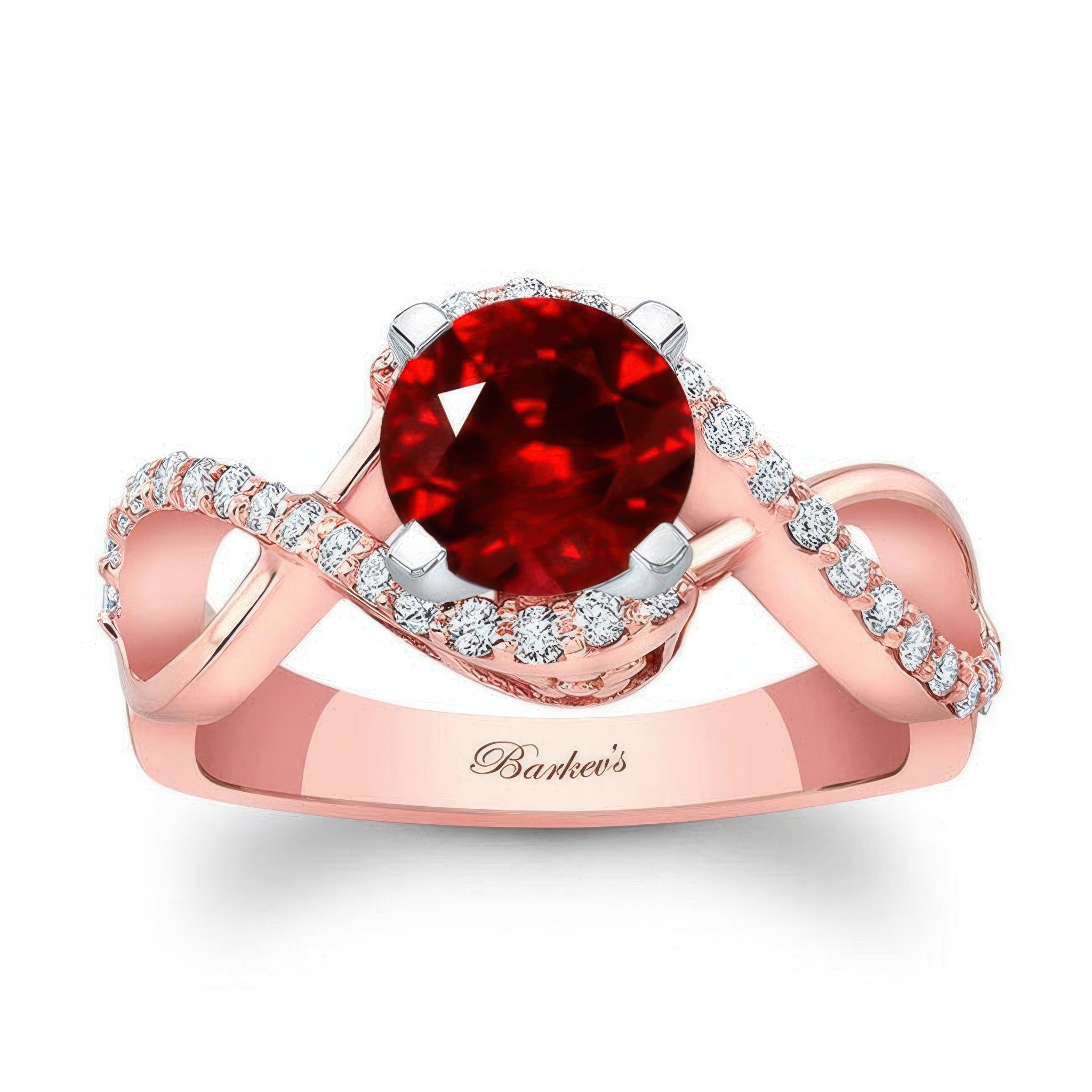 Ruby And Diamond Infinity Twist Engagement Ring