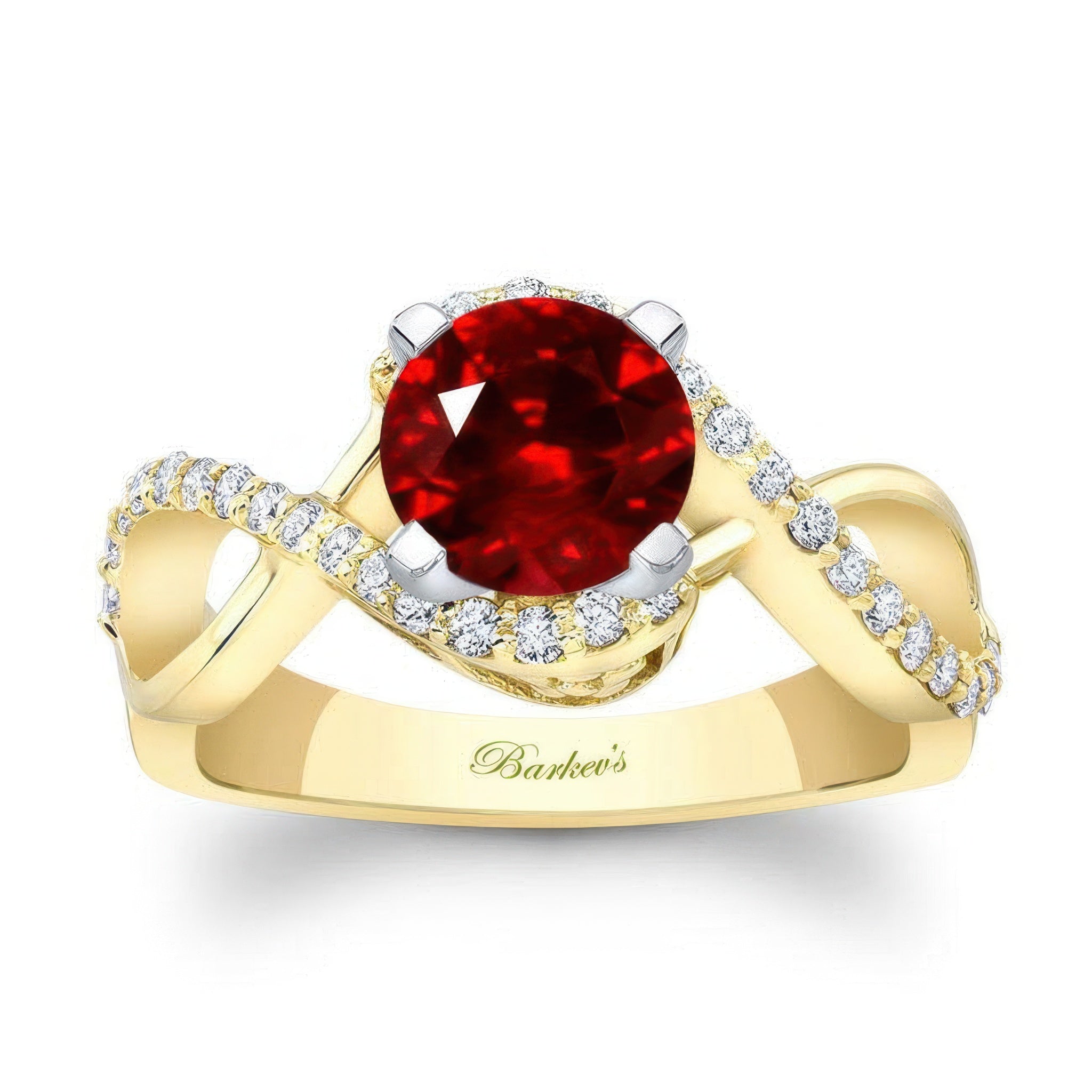 Ruby And Diamond Infinity Twist Engagement Ring