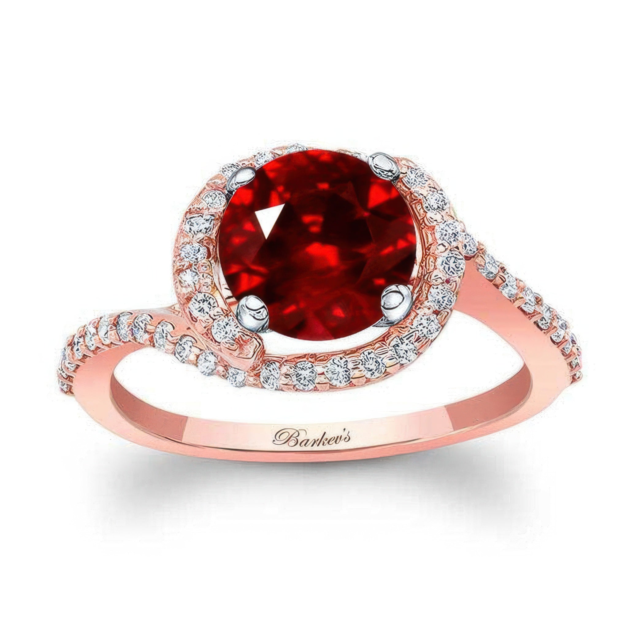 Ruby And Diamond Half Halo Engagement Ring