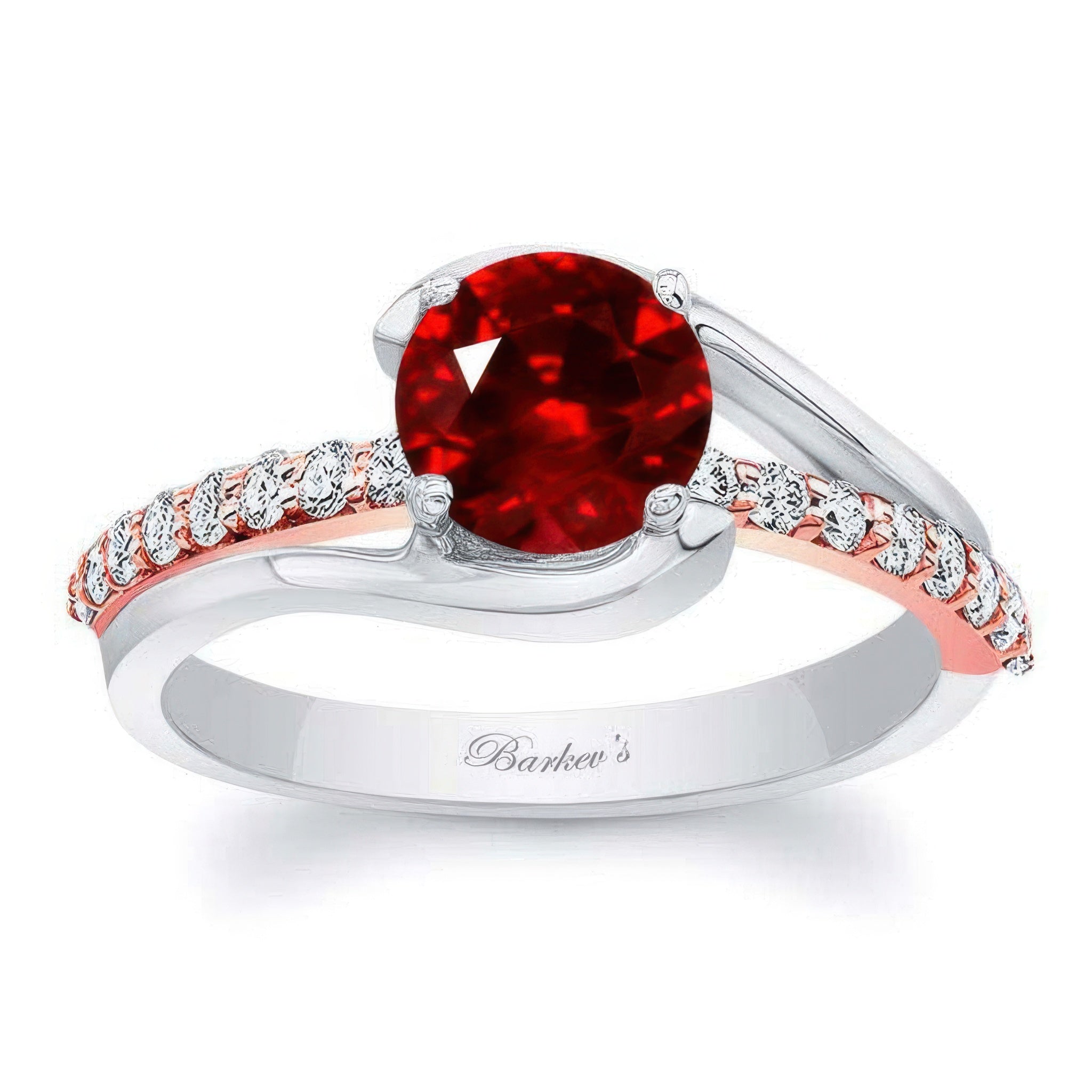 Simple 1 Carat Round Ruby And Diamond Ring