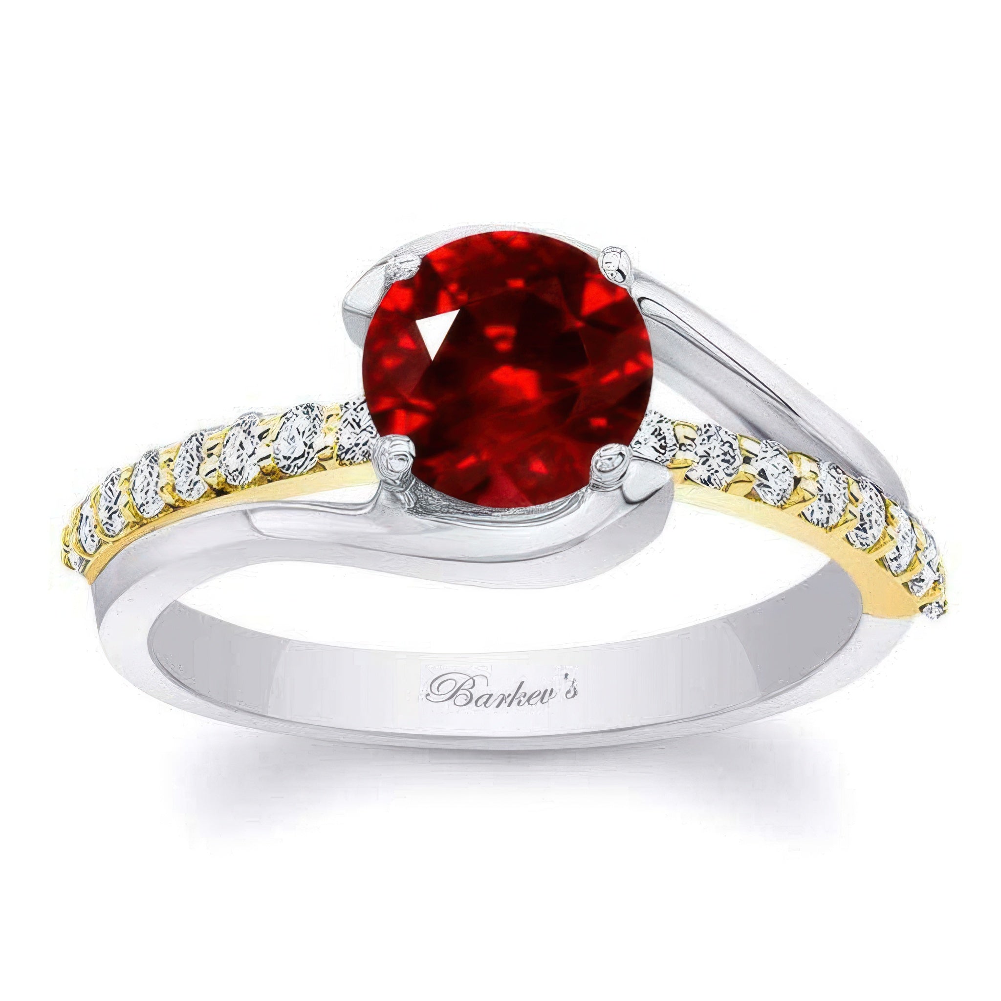 Simple 1 Carat Round Ruby And Diamond Ring