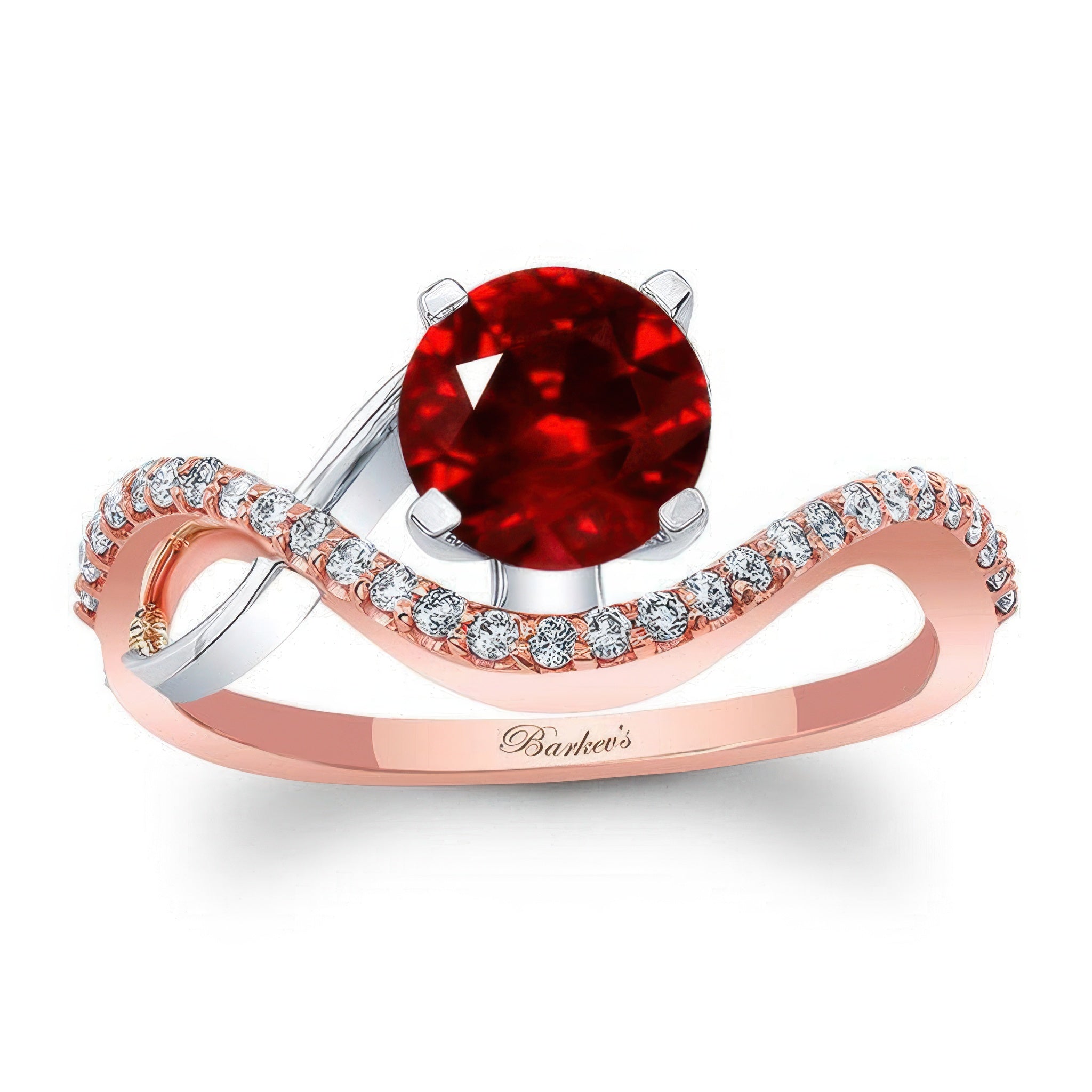 Curved Ruby And Diamond Wedding Ring