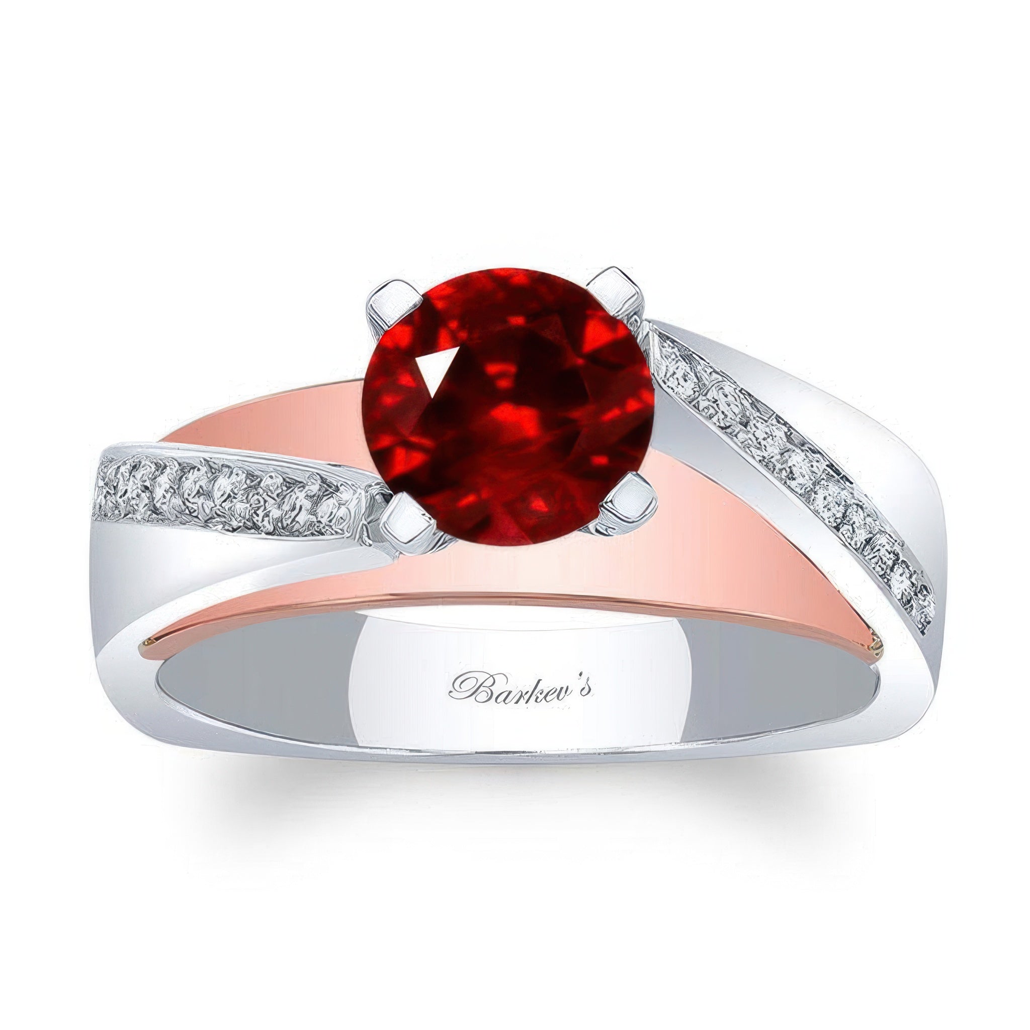 Split Shank Pave Ruby And Diamond Engagement Ring