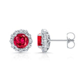 1 Carat Ruby Halo Studs