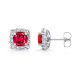 1.00ct. Cushion Ruby Halo Studs