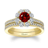 Halo Ruby And Diamond Ring Set