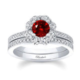 Halo Ruby And Diamond Ring Set