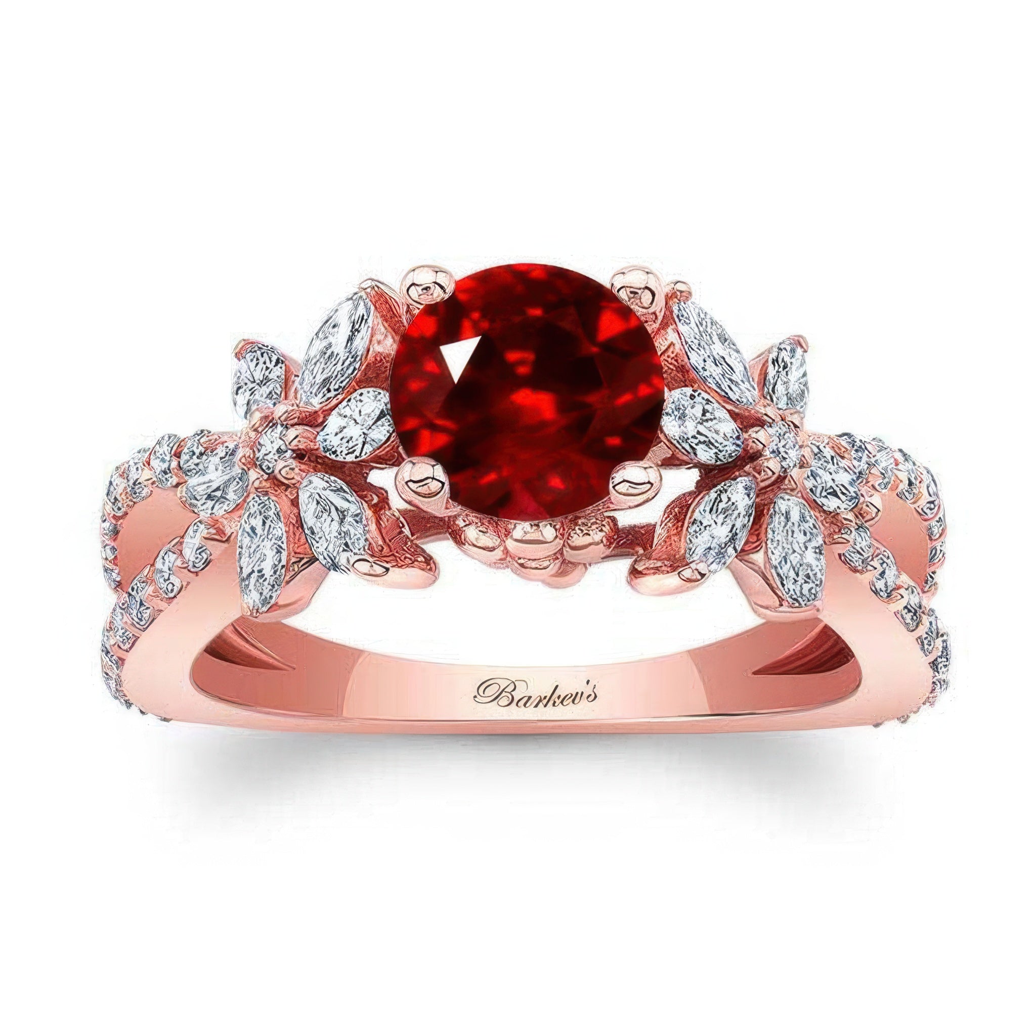 Lab Ruby And Diamond Flower Ring