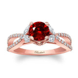 Lab Grown Ruby And Diamond Leaf Ring