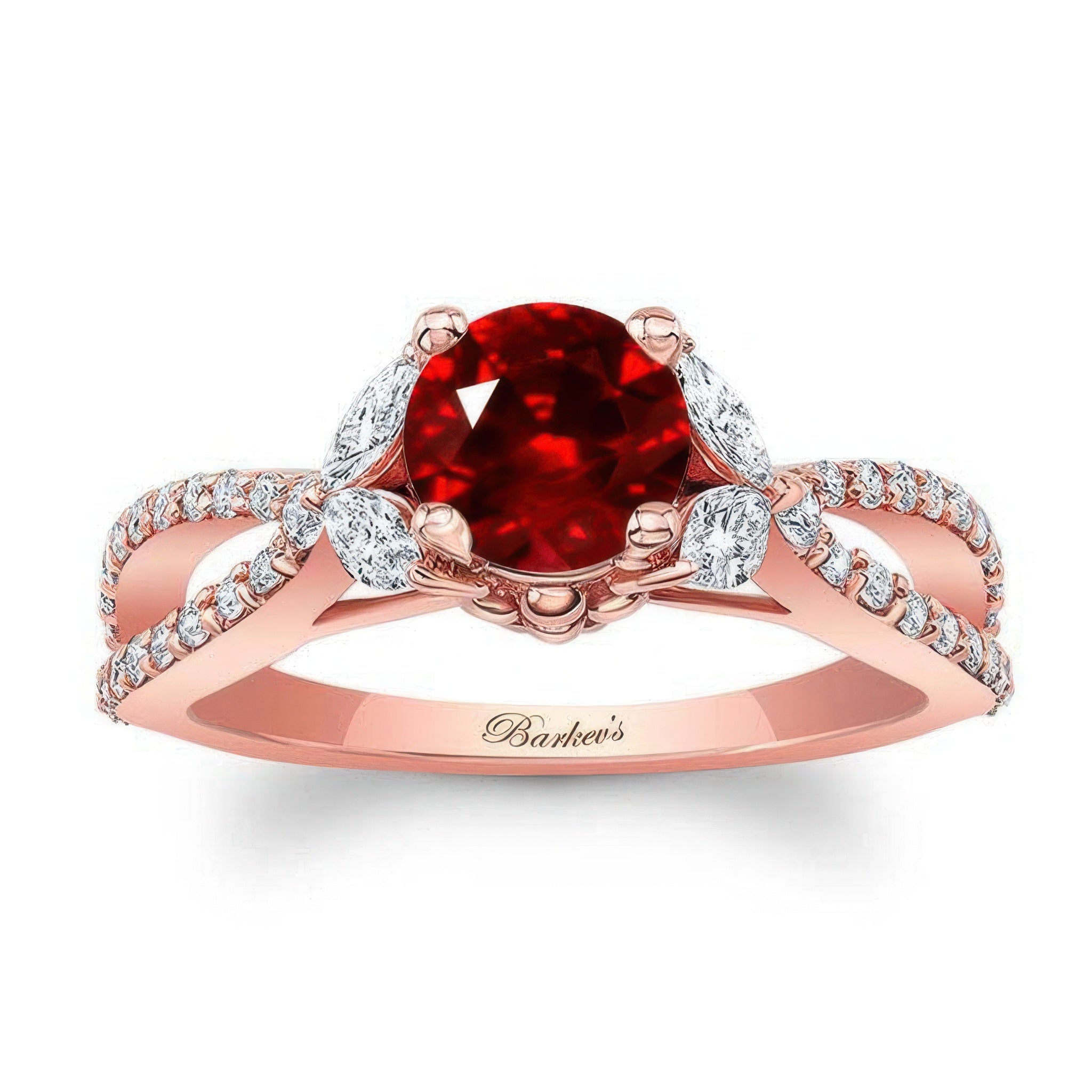Ruby And Diamond Leaf Ring
