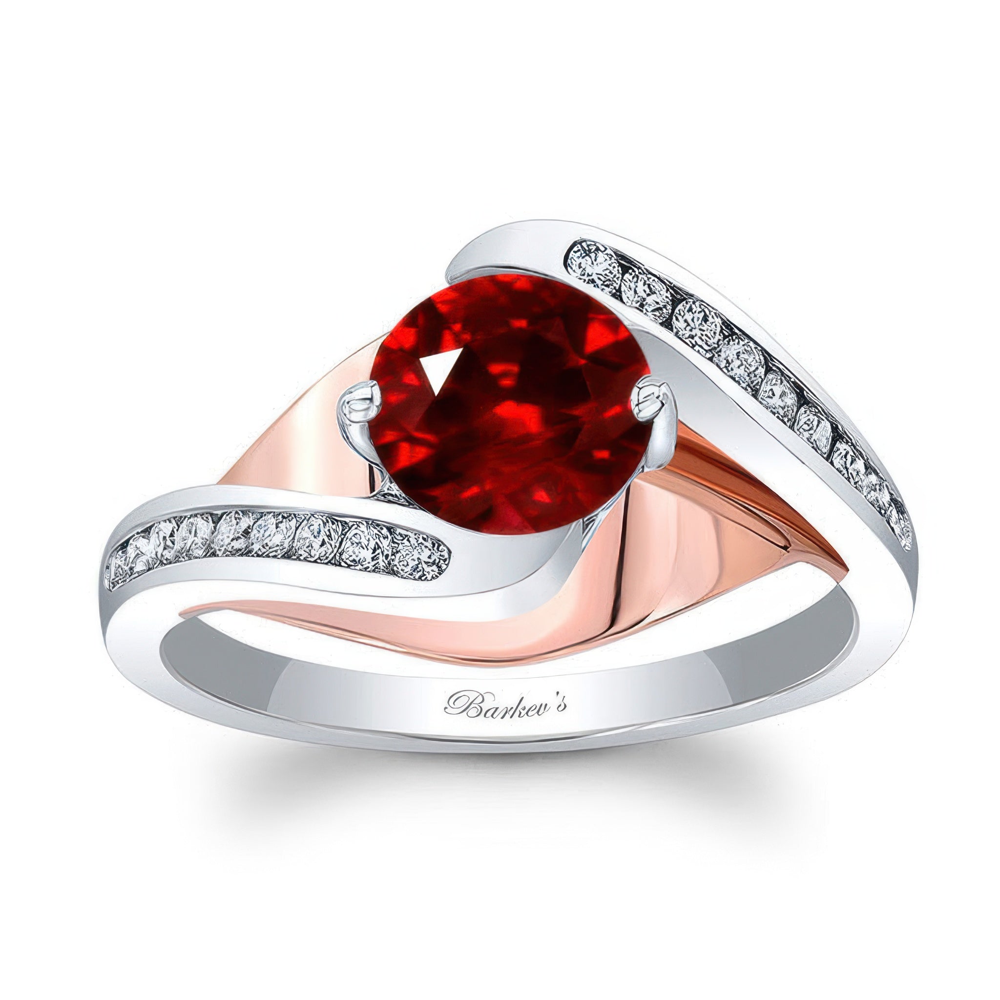 Split Shank Cathedral Lab Ruby And Diamond Engagement Ring