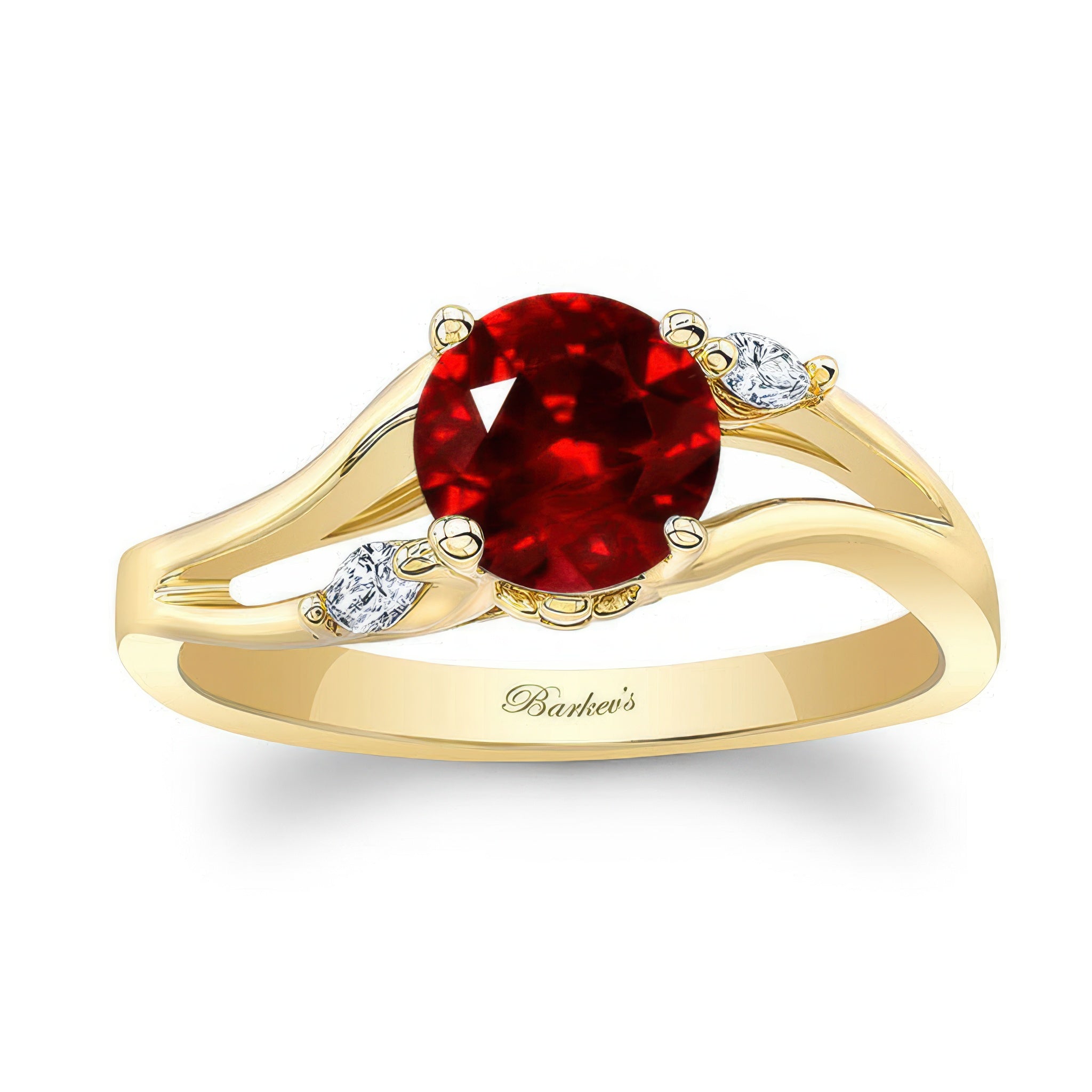 V Shaped Lab Grown Ruby And Diamond Ring