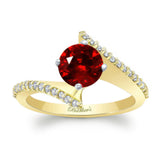 Modern Bypass Ruby And Diamond Engagement Ring