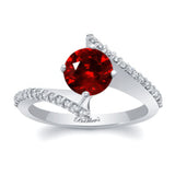 Modern Bypass Ruby And Diamond Engagement Ring