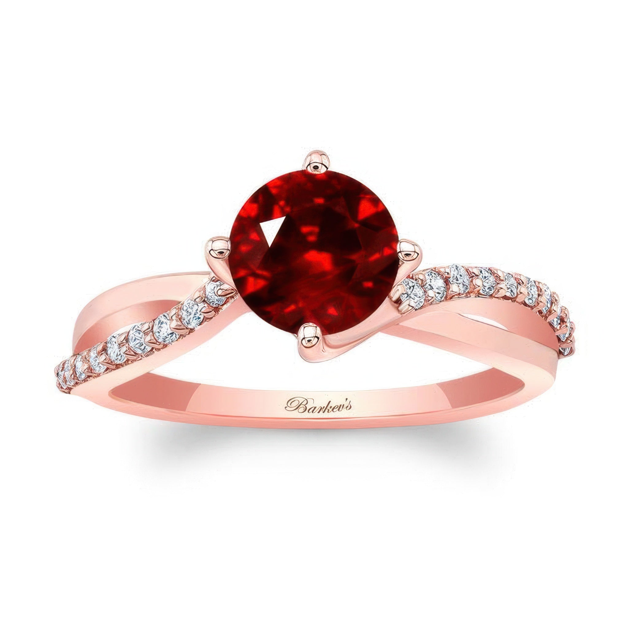 Twisted Lab Grown Ruby And Diamond Engagement Ring