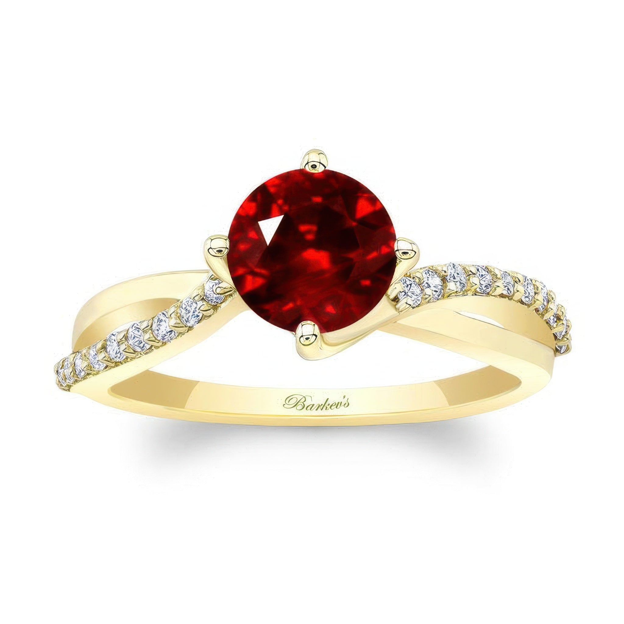 Twisted Lab Grown Ruby And Diamond Engagement Ring