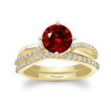 Twisted Ruby And Diamond Bridal Set