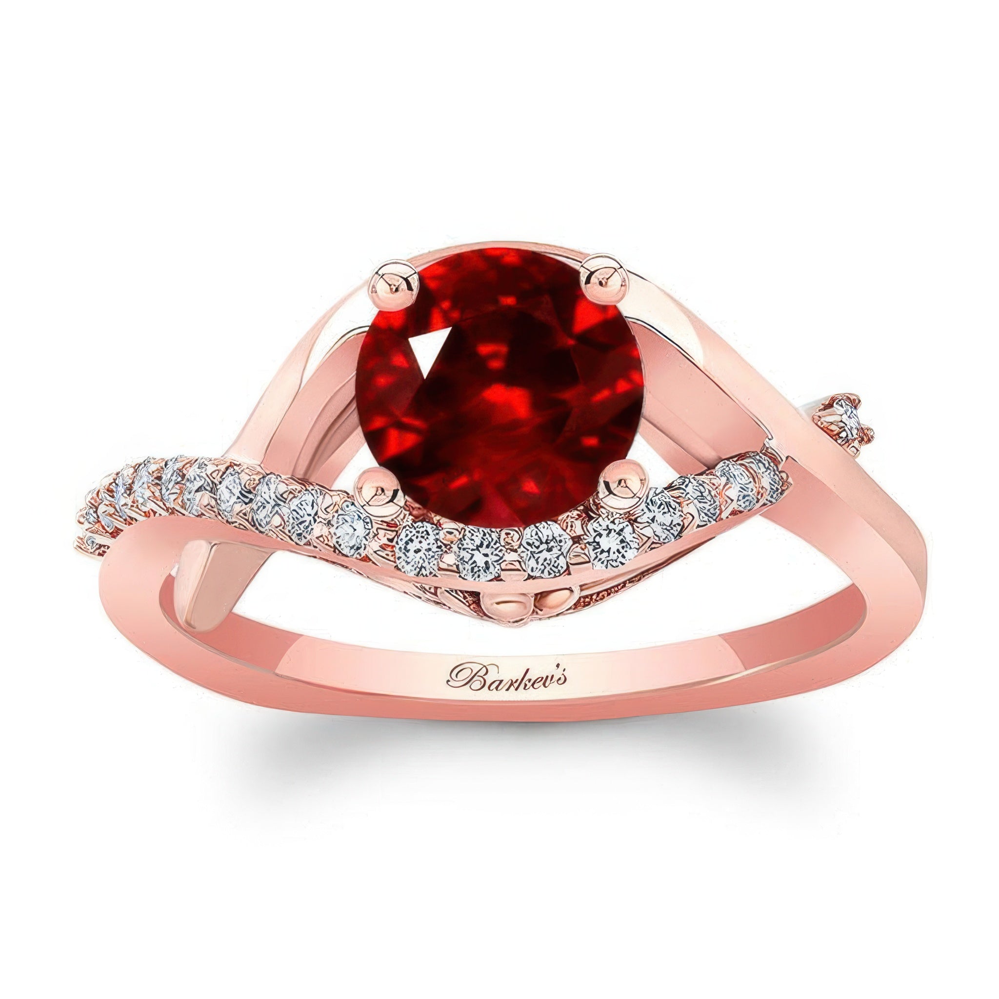 Criss Cross Ruby And Diamond Engagement Ring