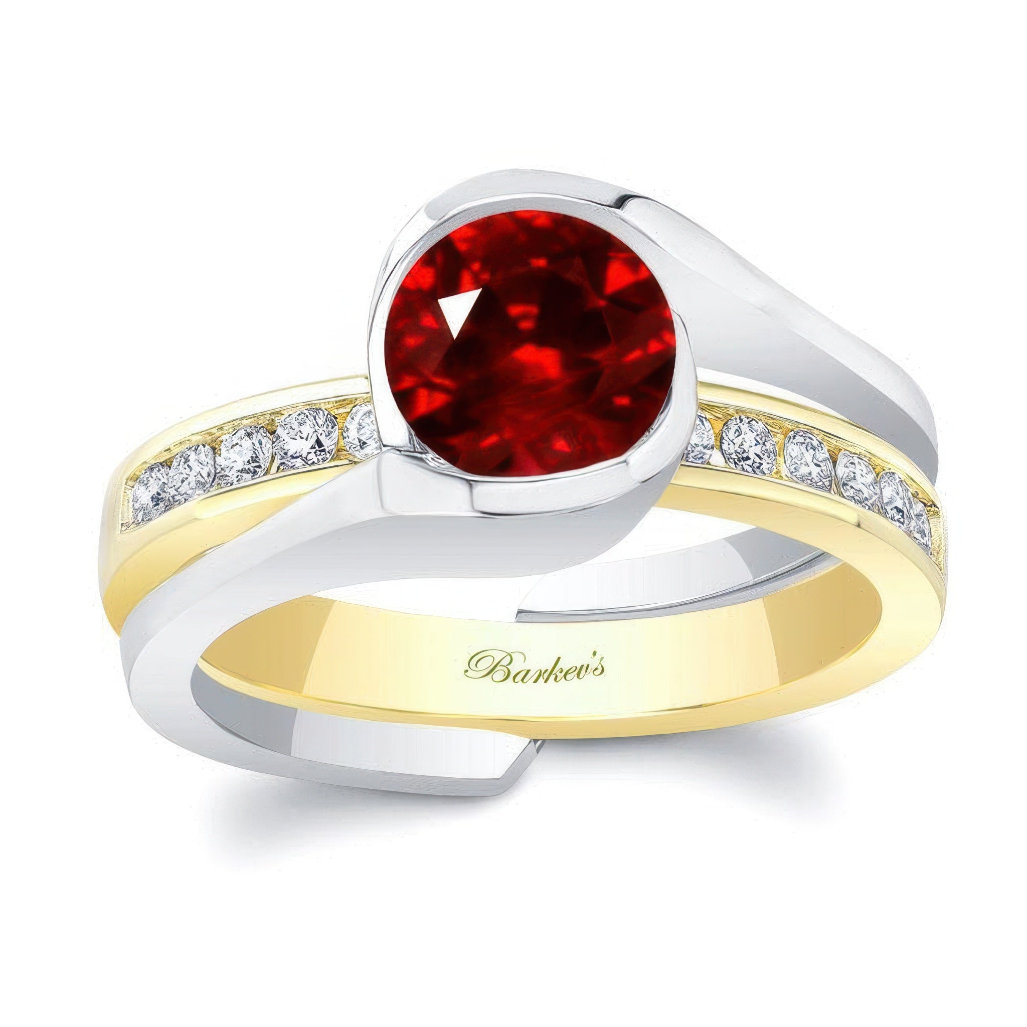 Half Bezel Ruby And Diamond Interlocking Bridal Set