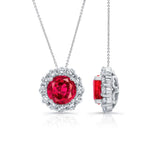 Ruby And Diamond Halo Necklace