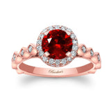 Vintage Halo Lab Grown Ruby And Diamond Ring