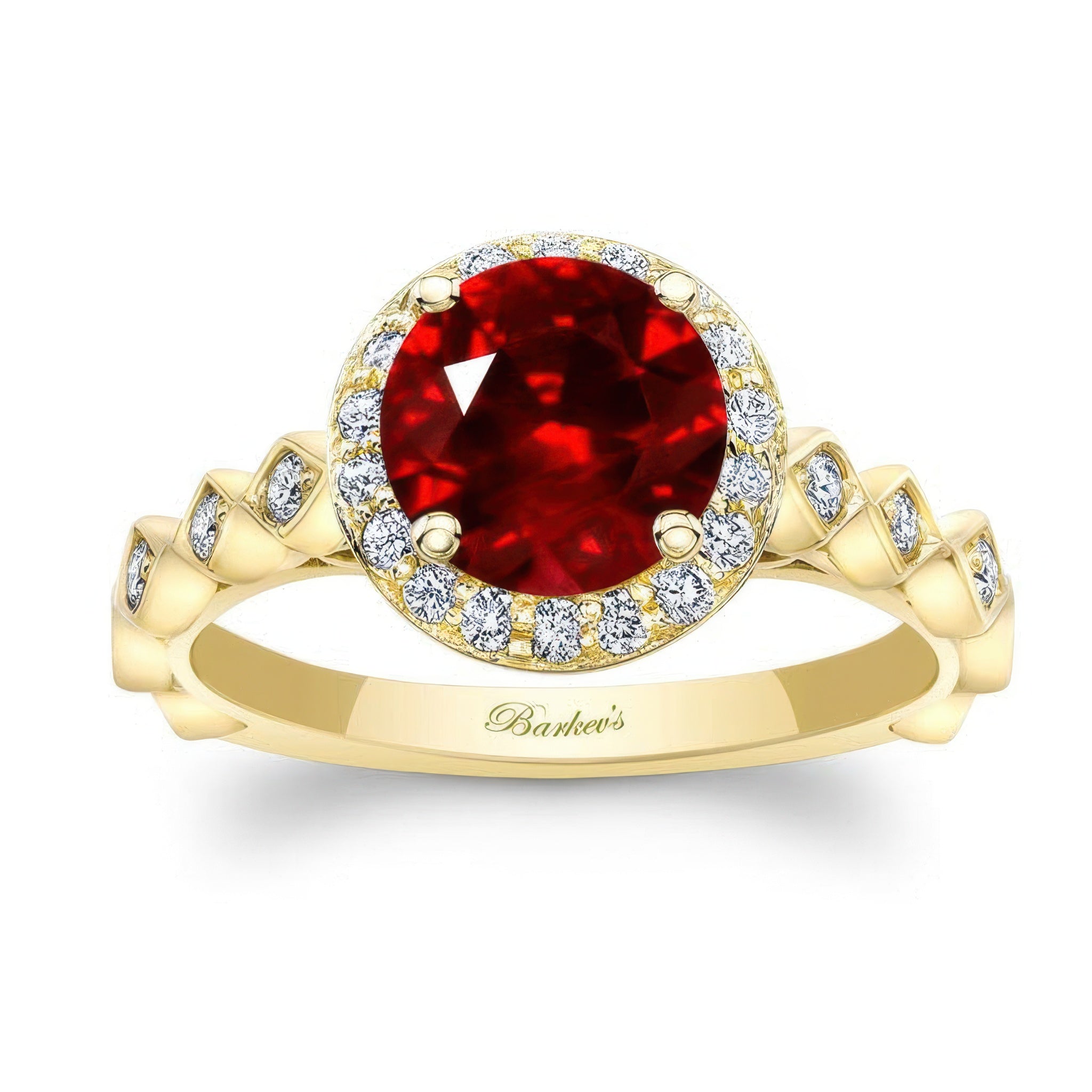 Vintage Halo Ruby And Diamond Engagement Ring