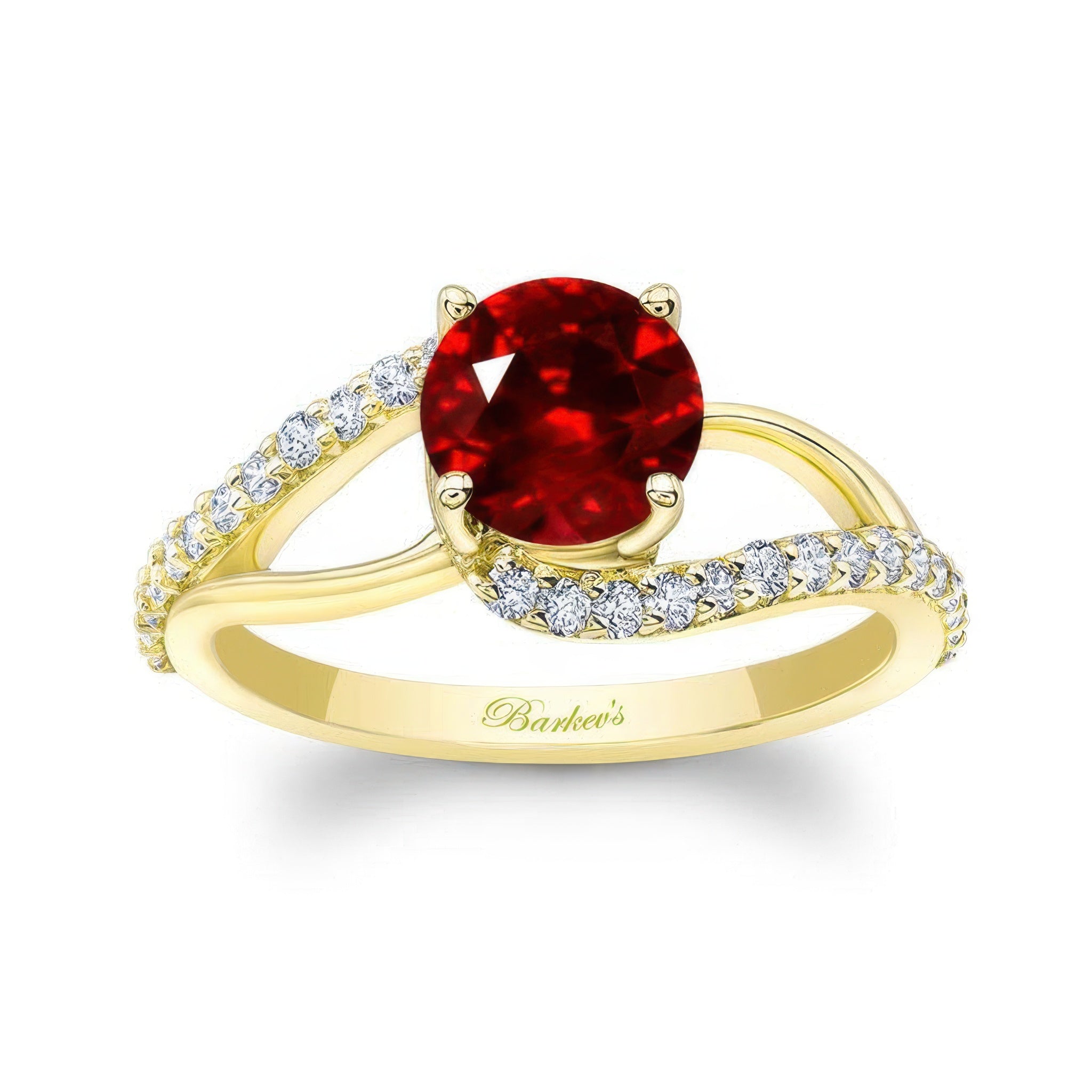 Split Shank Ruby And Diamond Ring