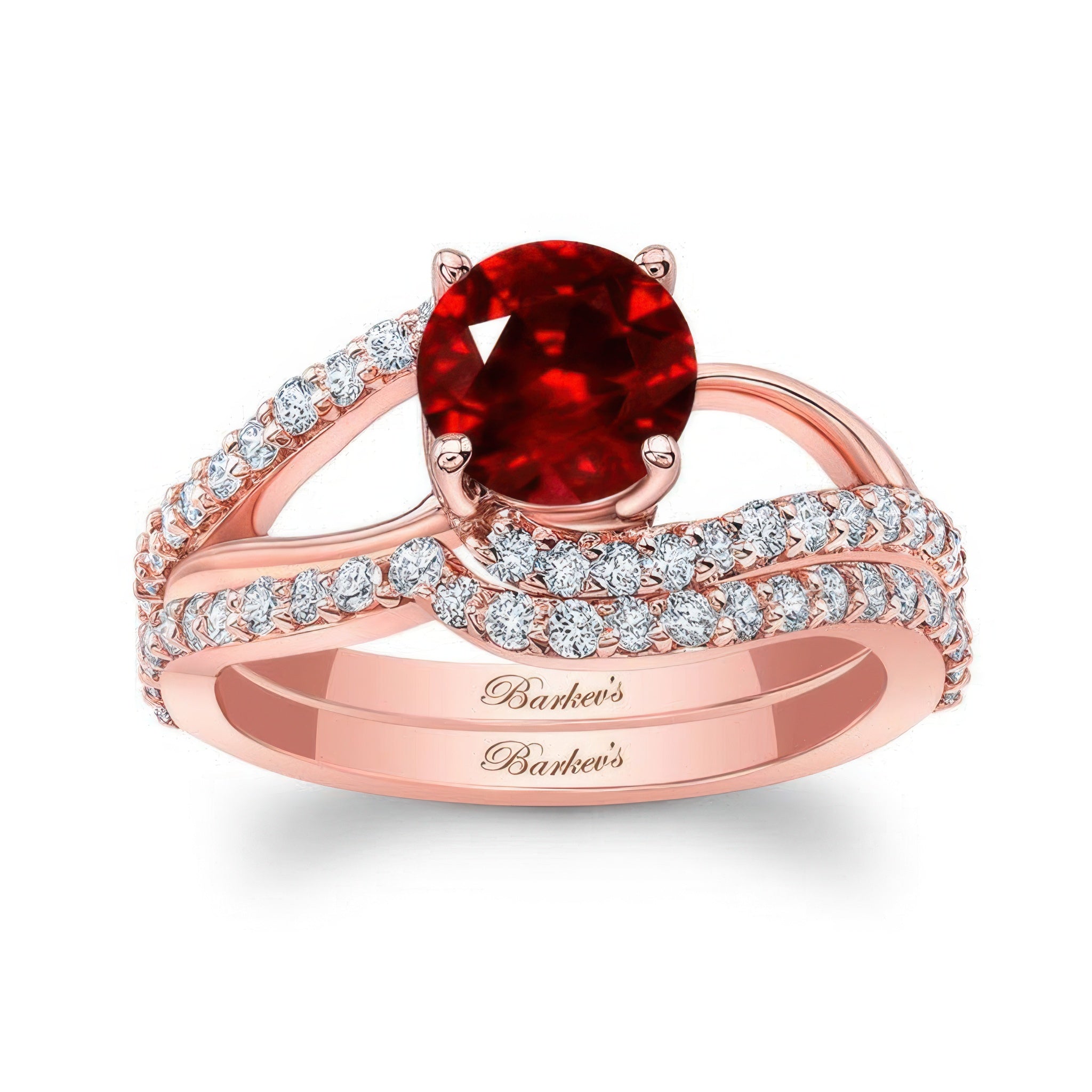 Split Shank Ruby And Diamond Bridal Set