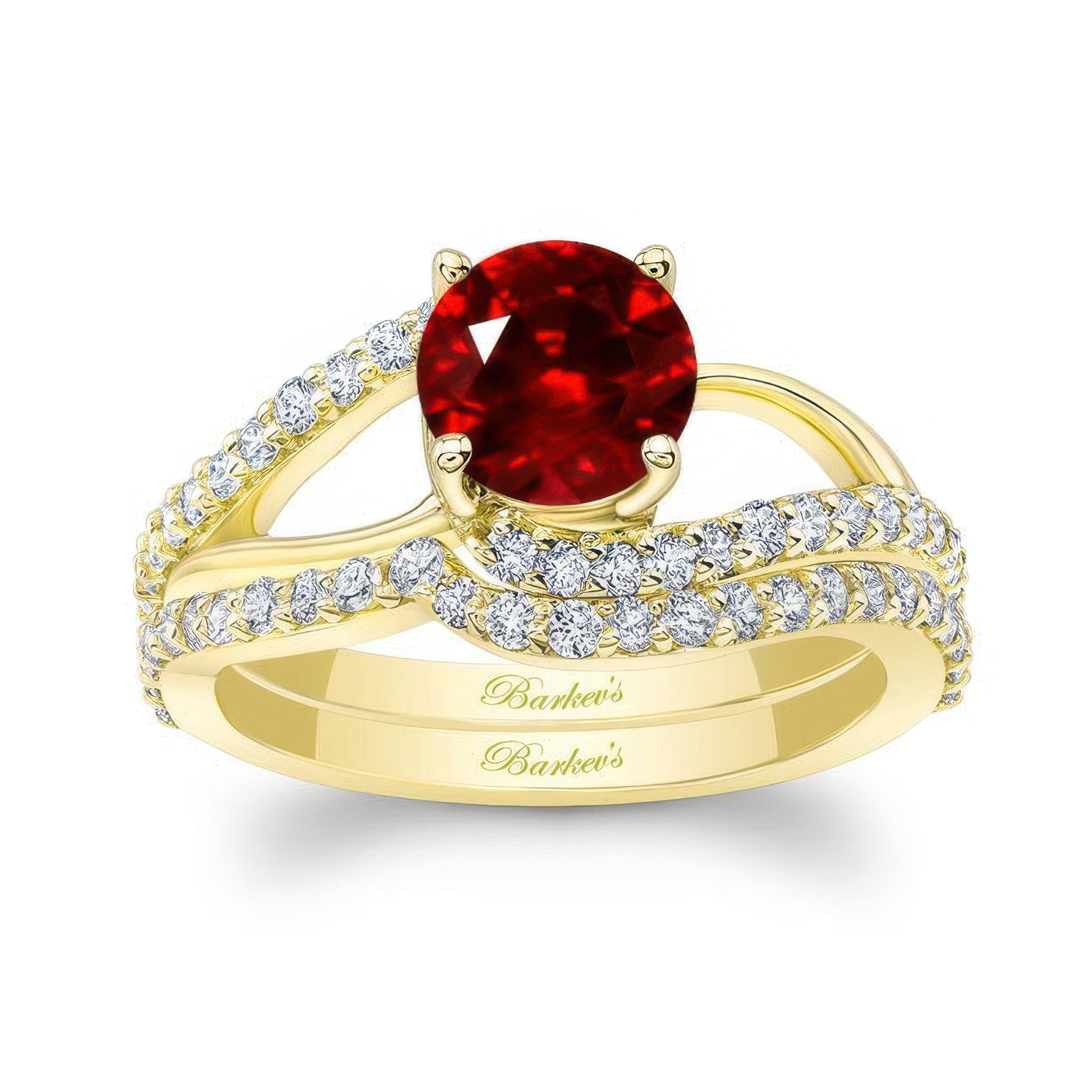 Split Shank Ruby And Diamond Bridal Set