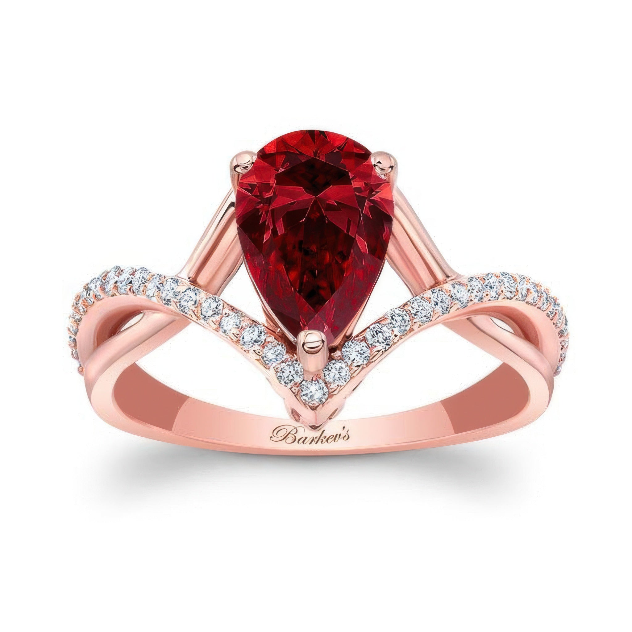 Unique Pear Shaped Lab Ruby And Diamond Ring