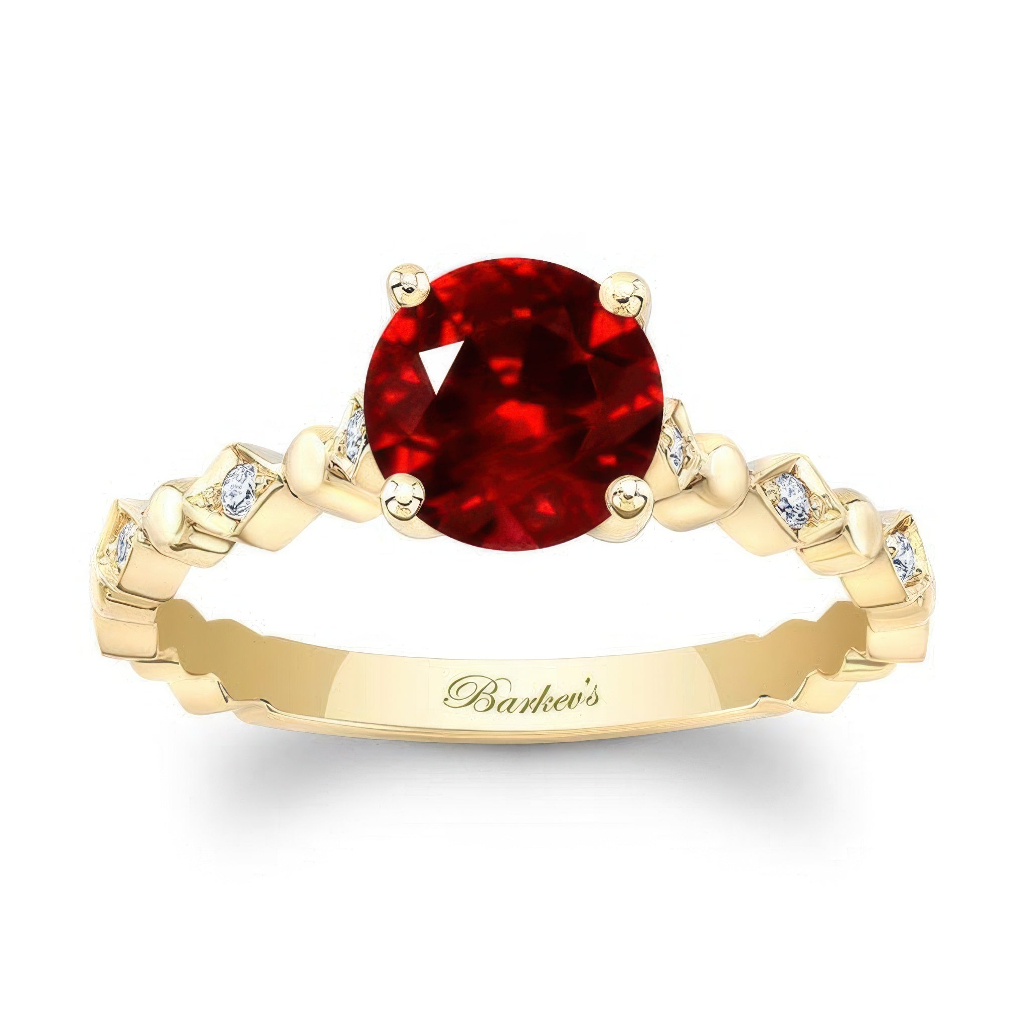 Art Deco Lab Grown Ruby And Diamond Engagement Ring