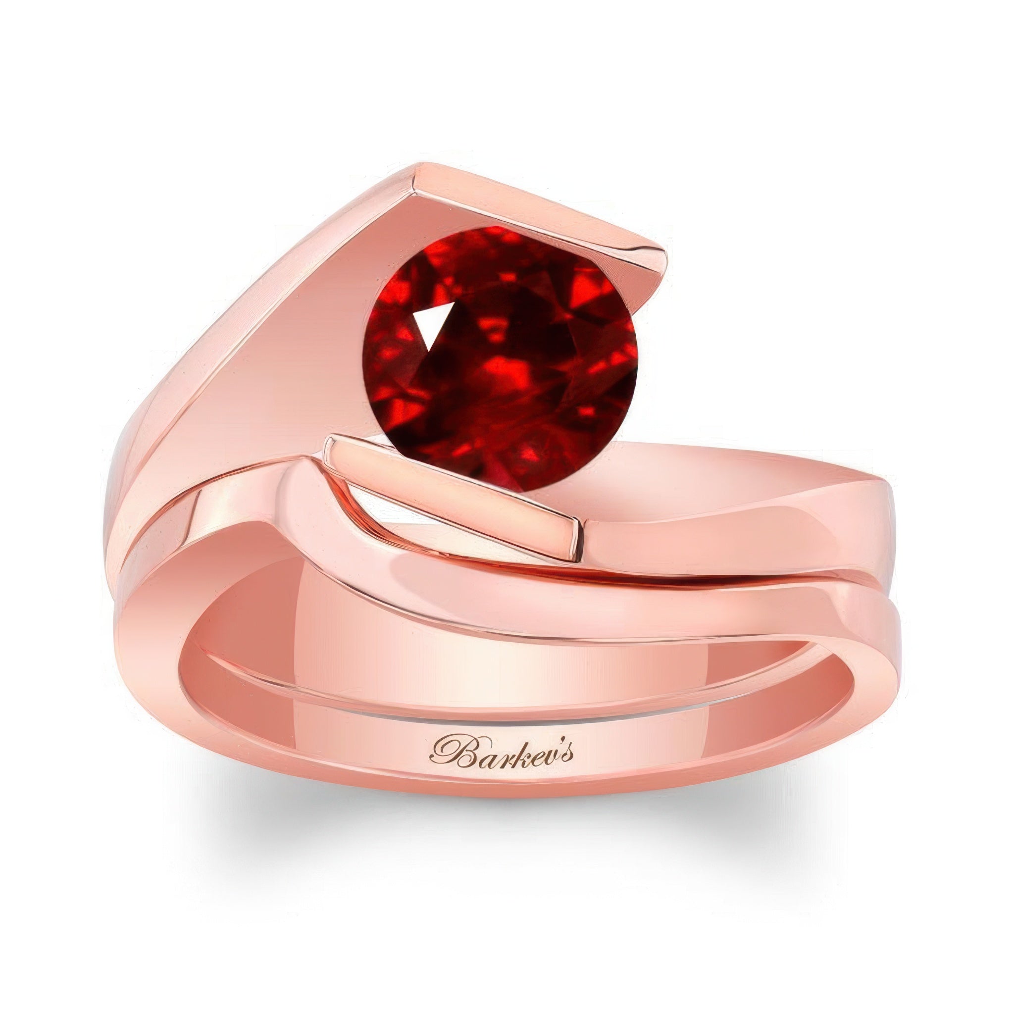 Tension Solitaire Ruby Bridal Set
