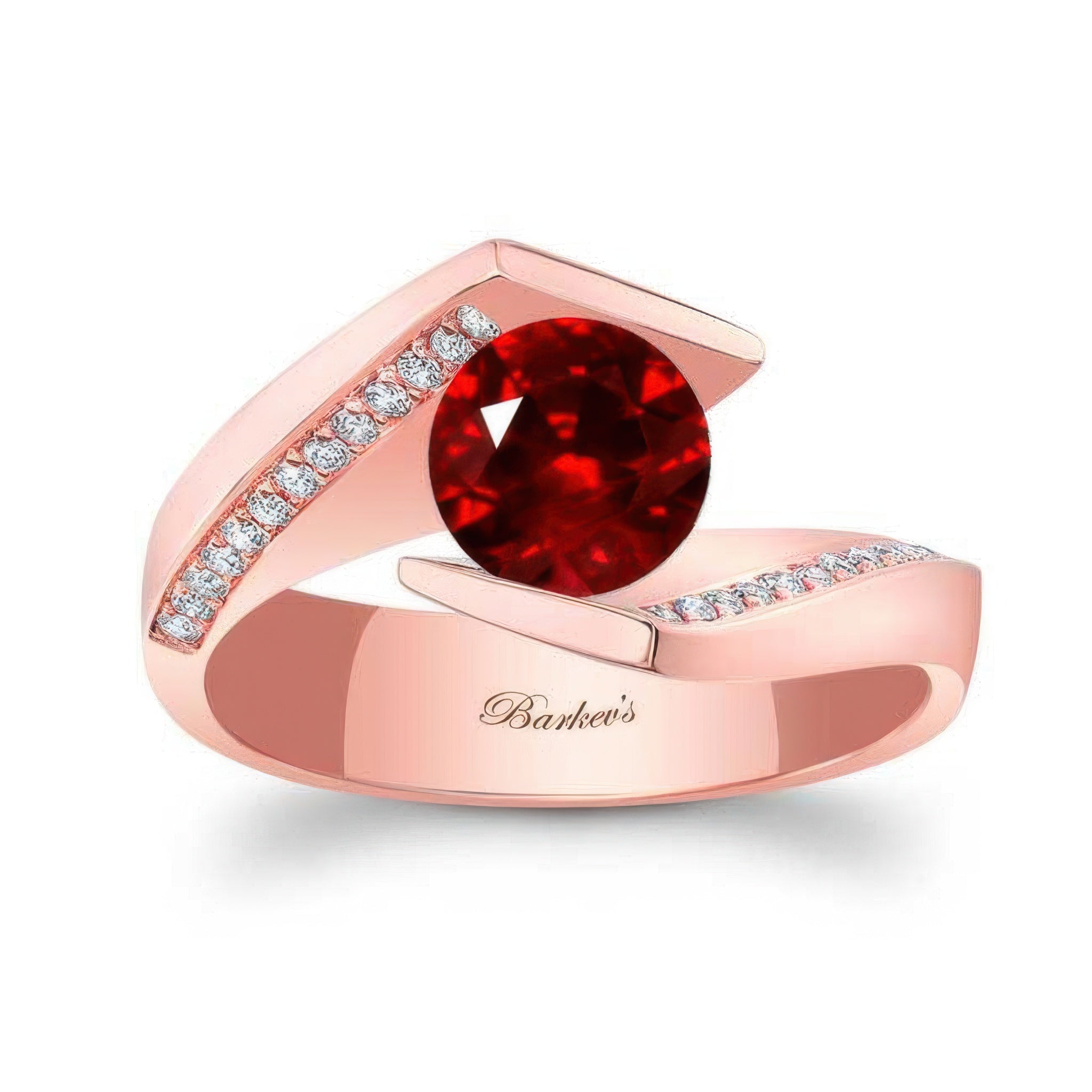 Tension Setting Ruby And Diamond Ring