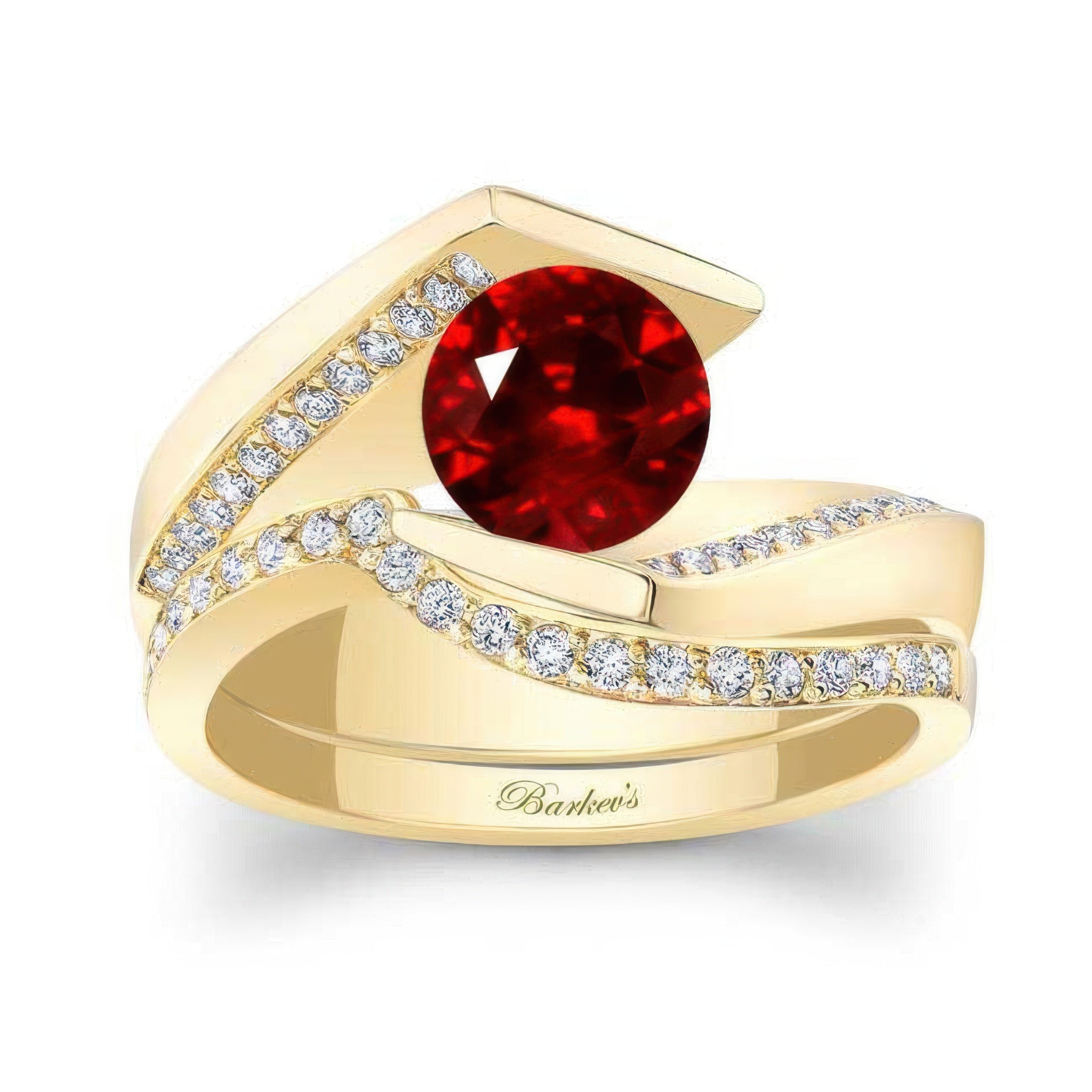 Tension Setting Ruby And Diamond Bridal Set