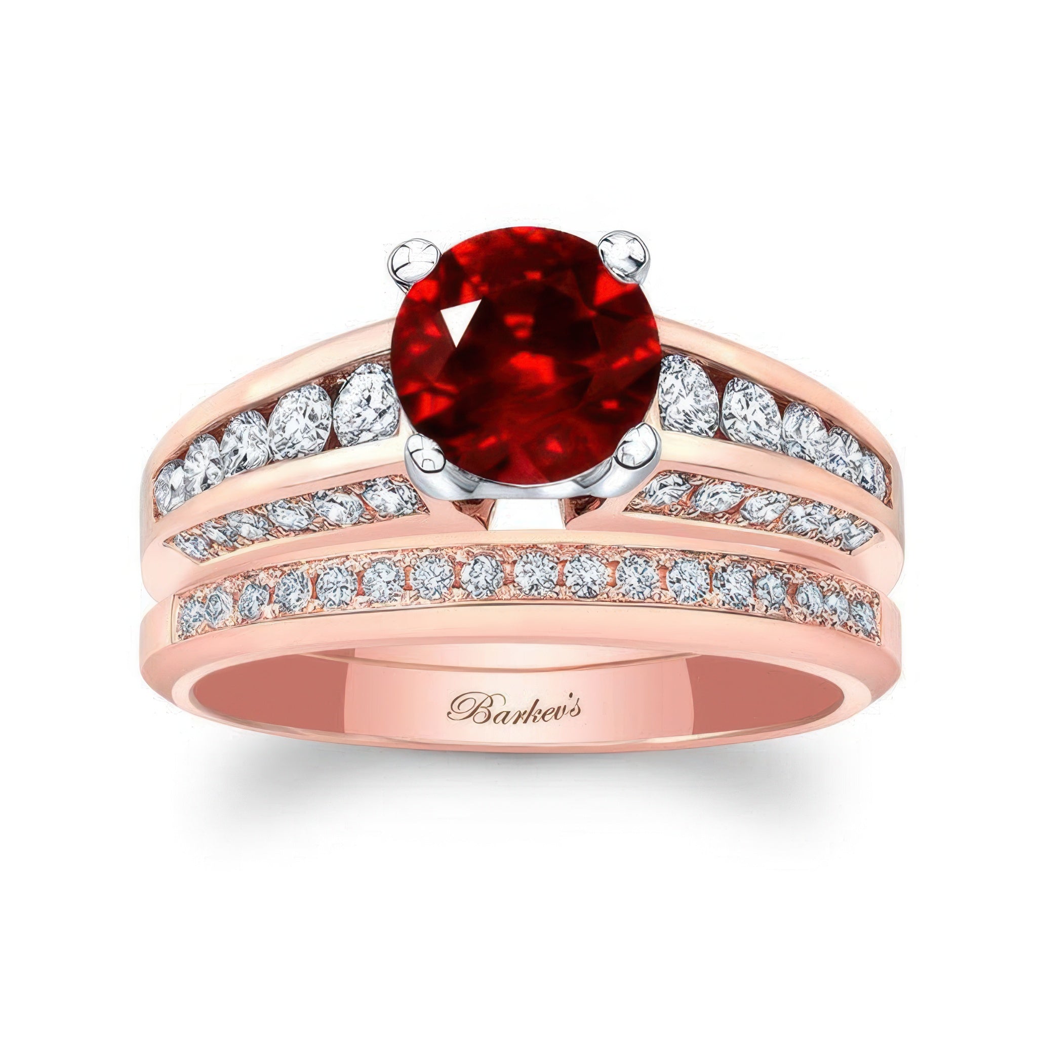Ruby And Diamond Channel Set Wedding Ring Set