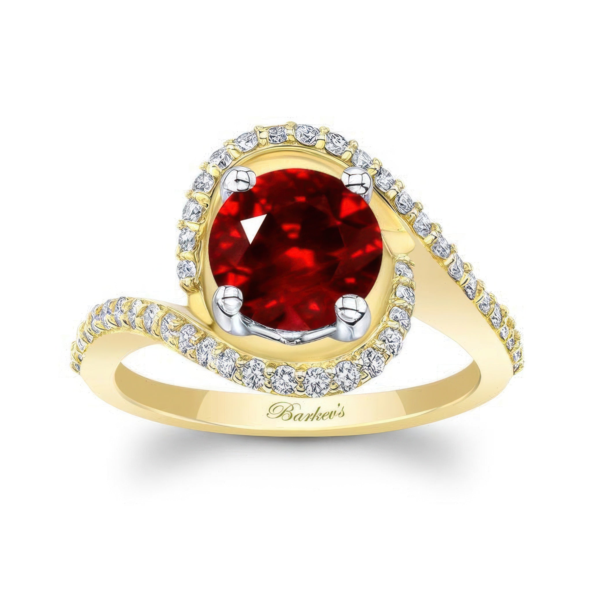 Floating Halo Ruby And Diamond Engagement Ring