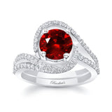 Floating Halo Ruby And Diamond Bridal Set