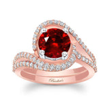 Floating Halo Ruby And Diamond Bridal Set