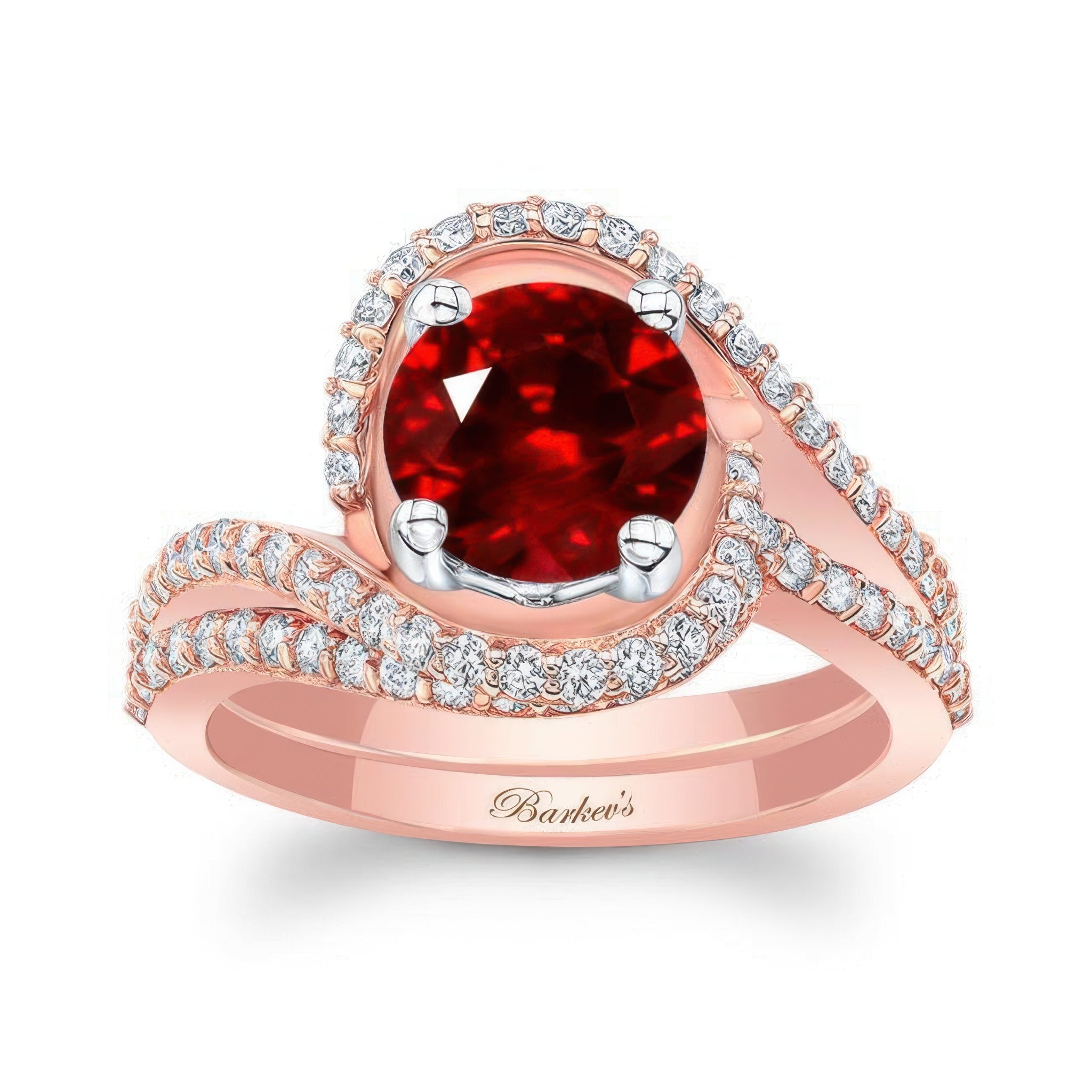 Floating Halo Ruby And Diamond Bridal Set