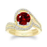 Floating Halo Ruby And Diamond Bridal Set