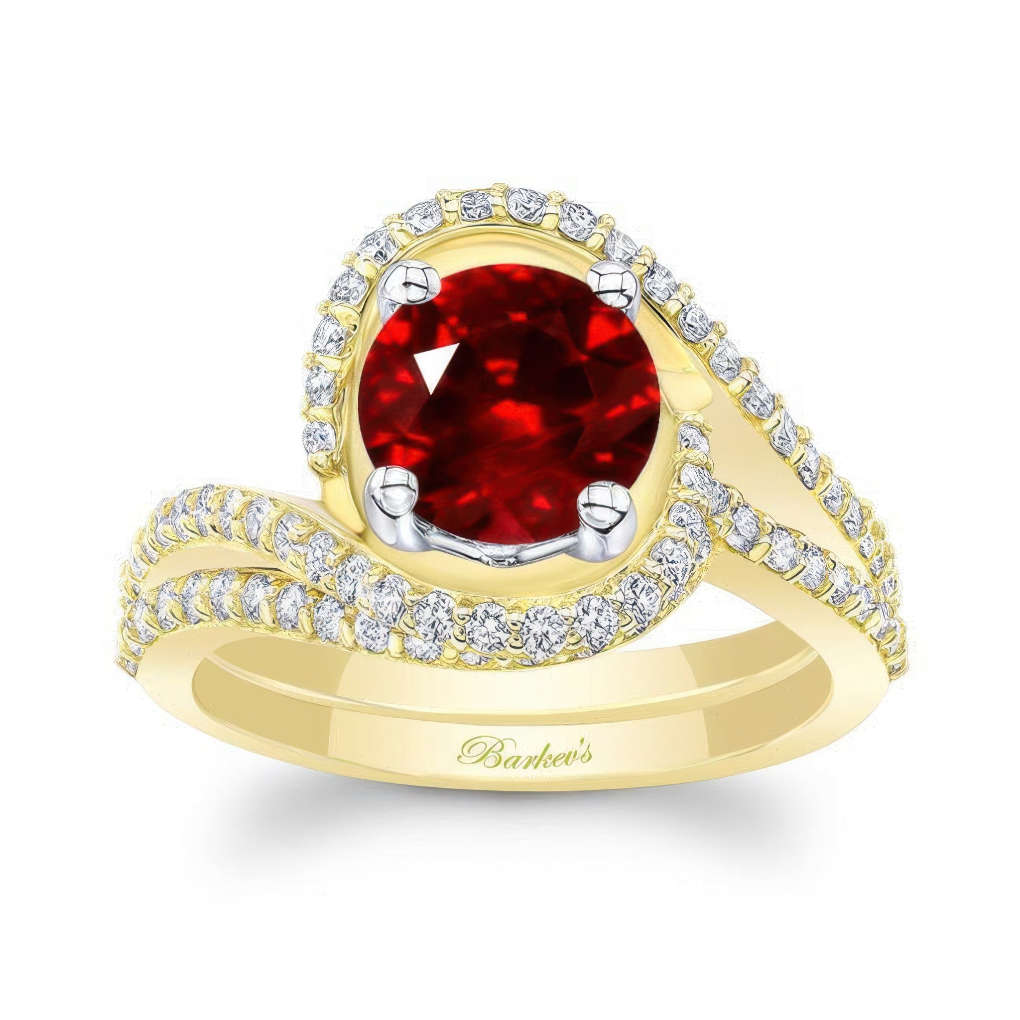 Floating Halo Ruby And Diamond Bridal Set