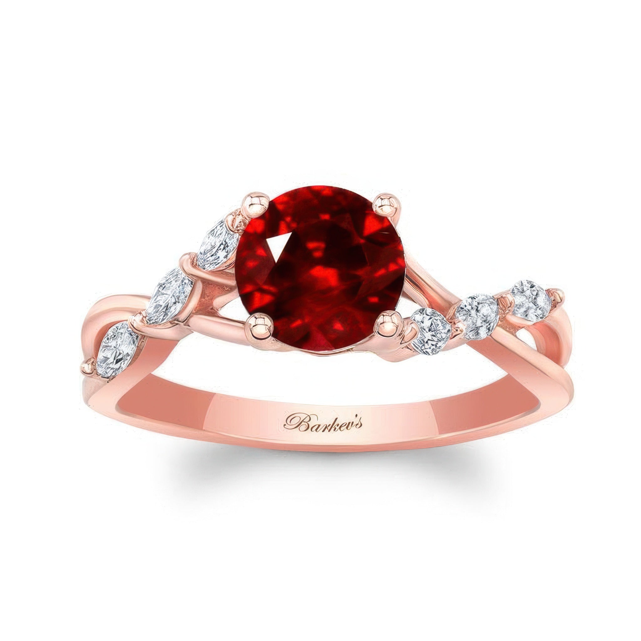 Lab Ruby And Diamond Marquise Accent Ring