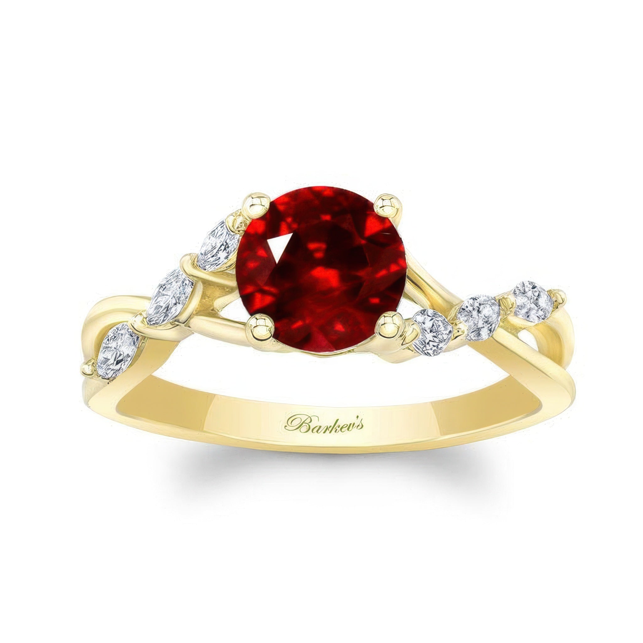 Lab Ruby And Diamond Marquise Accent Ring