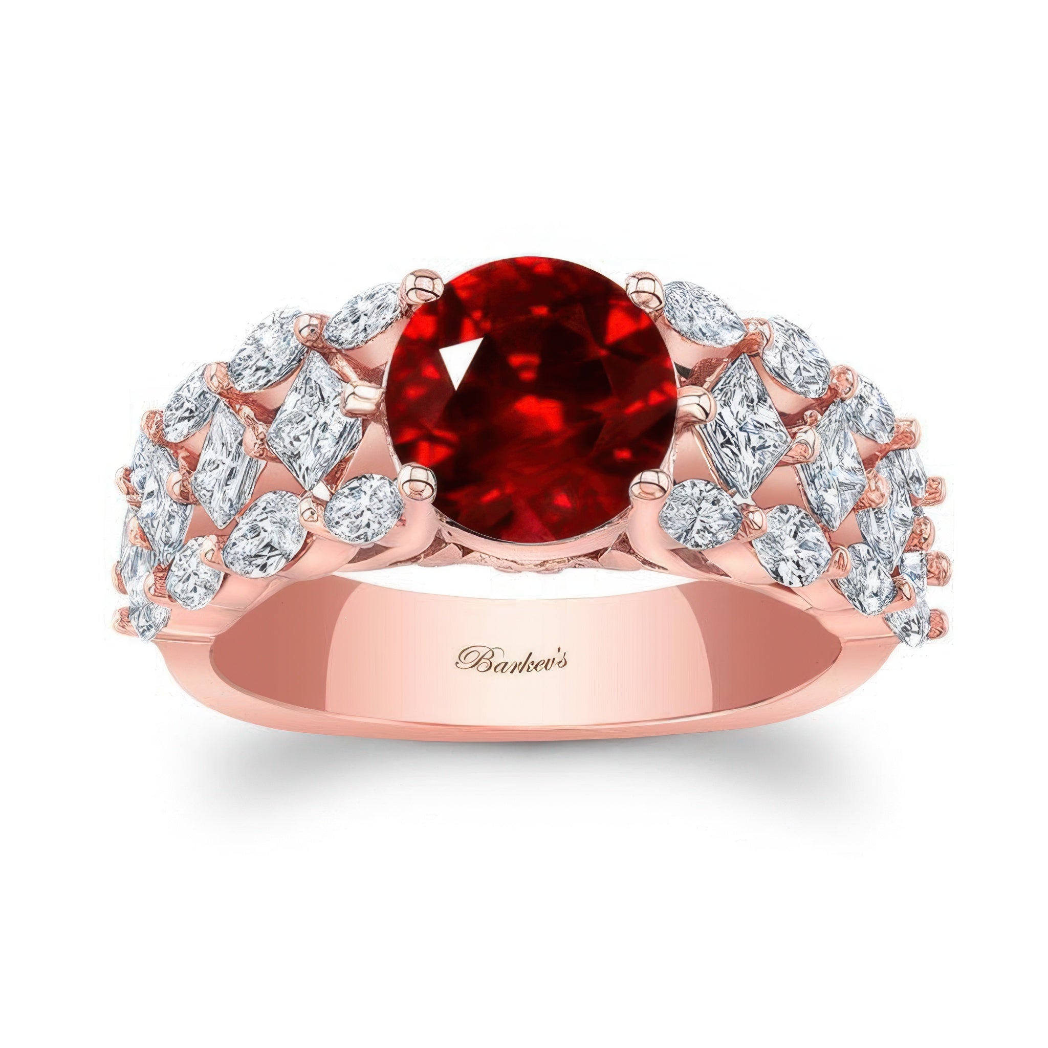 Three Row Ruby And Diamond Ring