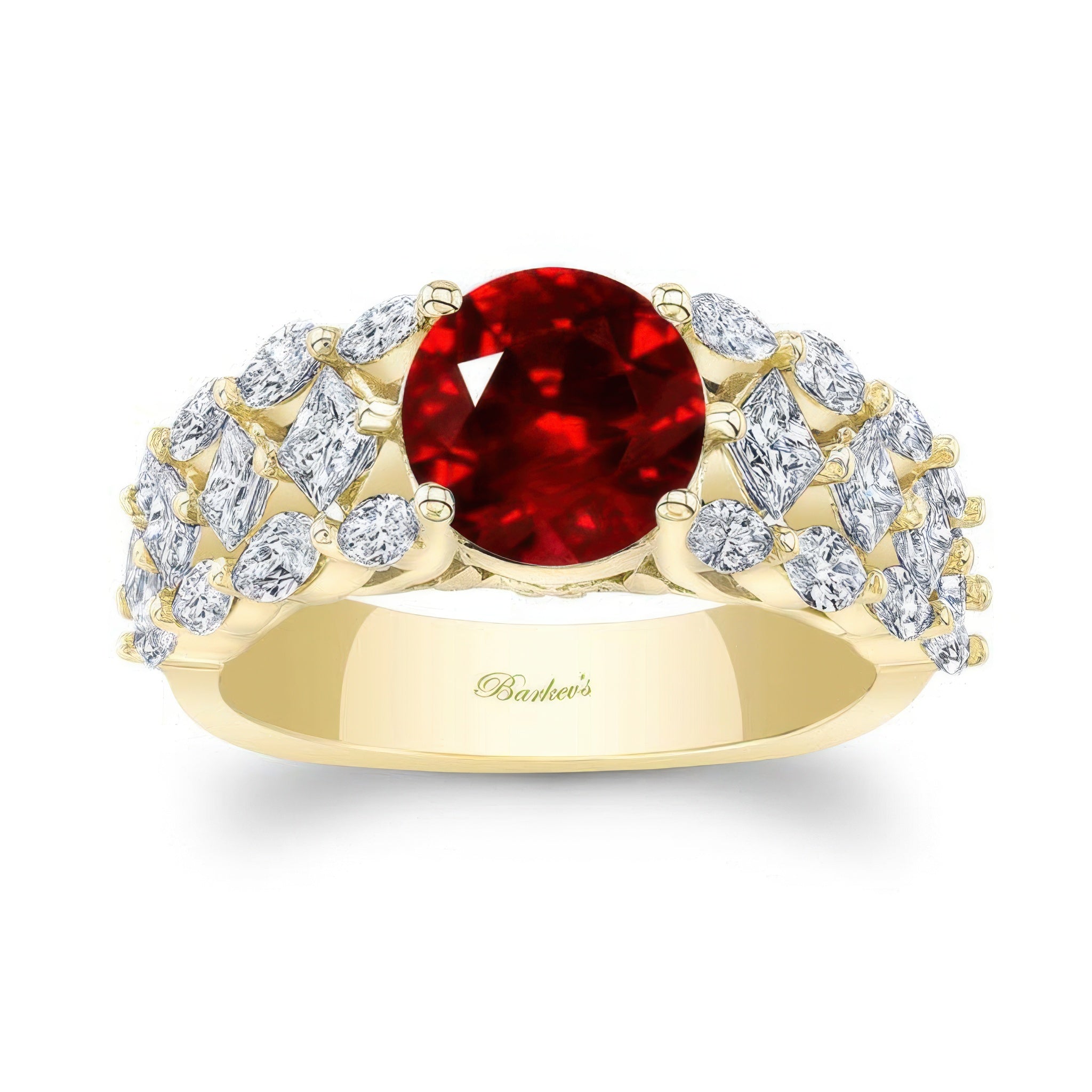 Three Row Ruby And Diamond Ring