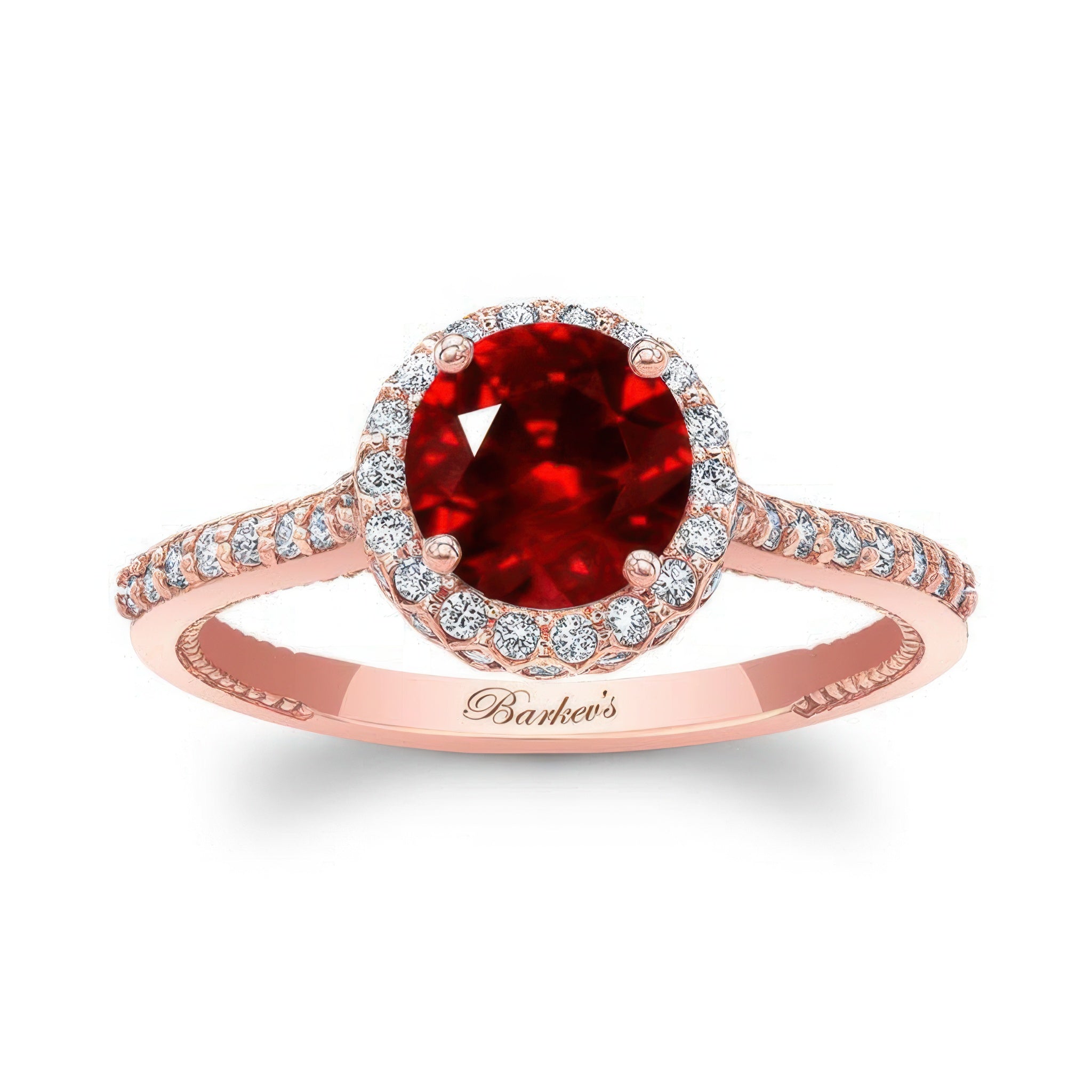 Round Halo Lab Ruby And Diamond Ring